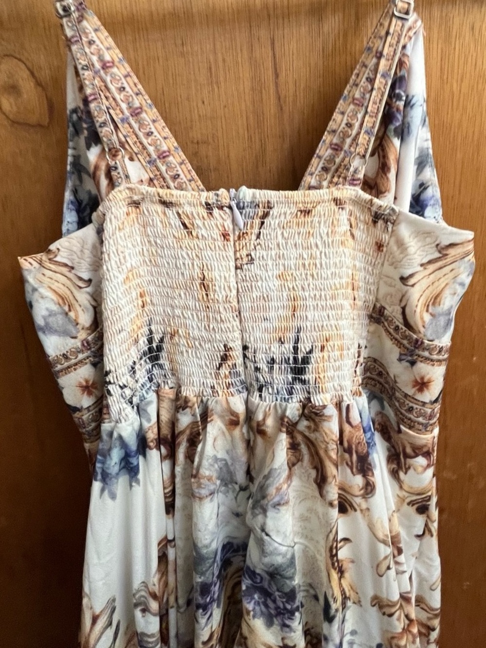 Boho Paisley Floral Maxi Dress Sleeveless Smocked Back Lined Size Medium NWOT - Picture 8 of 10